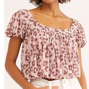 Free People Megs pink cheetah print crop top